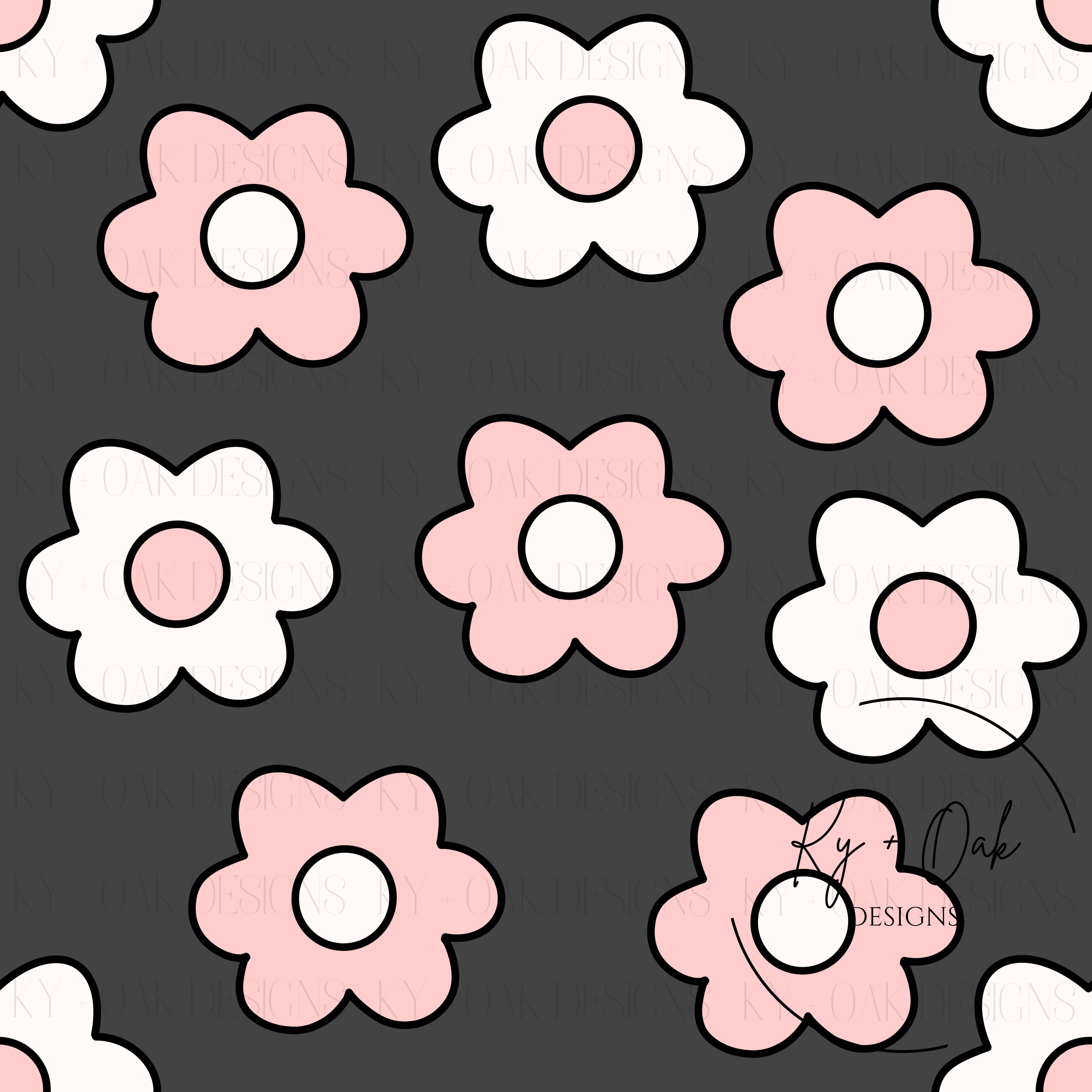 Pink, White, Gray Floral